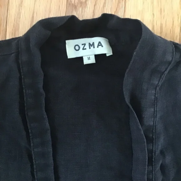 🚀SOLD ON INSTA🚀 Ozma Of California Black Linen Jacket/Robe -MED- Deiji Studios - Picture 3 of 11